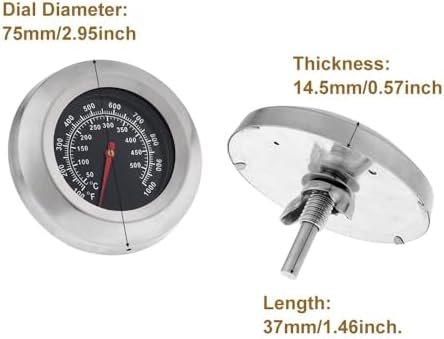 2PCS 3" Face 1000F Charcoal BBQ Thermometer,2PCS Barbecue Temperature Gauge - Image 3