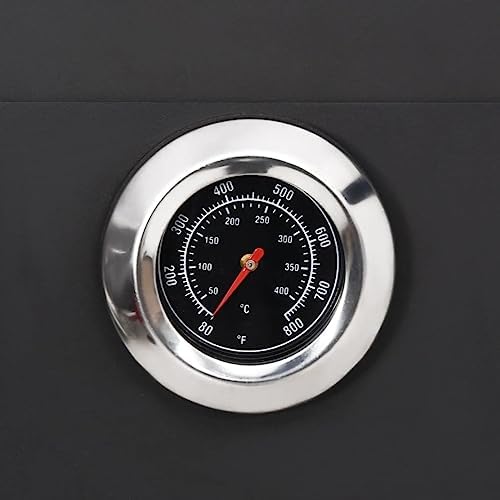 Outdoor Pizza Oven Charcoal Fired with 2 Fireclay Stones, Portable Garden Wood-Fired Pizza Maker with Built-in Thermometer, Removable Ash Tray and Storage Shelves - Image 6