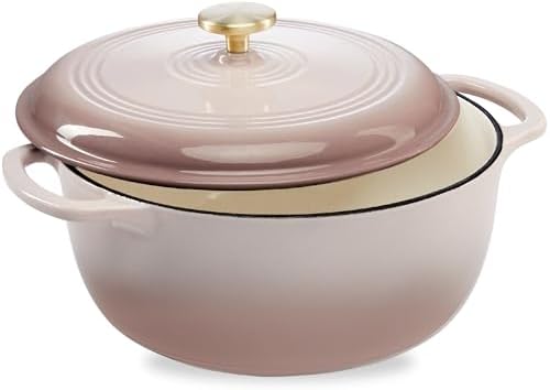 Best Choice Products 7.5 Quart Enamel Cast-Iron Round Dutch Oven, Family Style Heavy-Duty Pre-Seasoned Cookware for Home, Kitchen, Dining Room, Oven Safe w/Lid, Dual Handles - Mushroom Beige by BestChoiceProducts