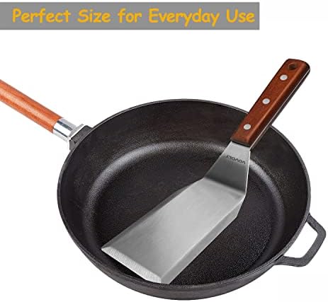 Professional Metal Spatula for Cast Iron Skillets and Flat Top Grills, Full Tang Wooden Handle, Thick Stainless Steel Blade, Smash Burger Spatula Turner for Flipper, Cooking, BBQ, 4.7 x 2.7 Inch - Image 2