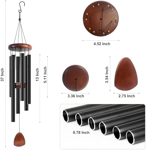 Bursvik 37" Aluminum Wind Chimes for Outside (2 Pack Black) - Image 3