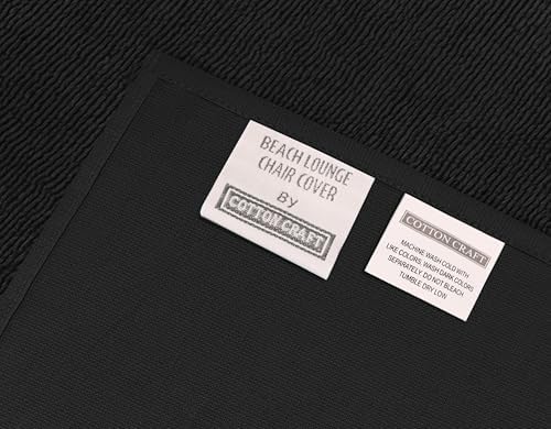 COTTON CRAFT Pool Lounge Chair Cover - 2 Pack - 100% Cotton - Black - Image 7