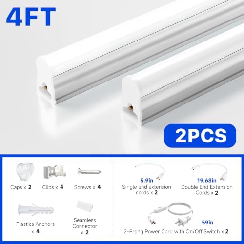 Ensenior 4FT LED Shop Lights, T5 6500K Super Bright Garage Lighting, 2 Pack - Image 5