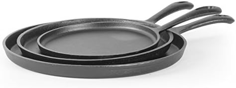 Commercial CHEF 3-Piece Cast Iron Griddle Set, Pre-Seasoned, CHCI81012 by CommercialChef