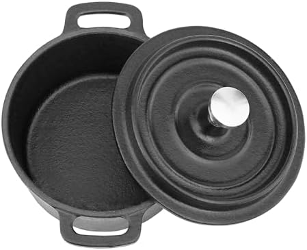 Flavehc Mini Cocotte 8 oz Pre-Seasoned Mini Dutch Oven 0.25 qt. Cast Iron Garlic Roaster for Oven Garlic Confit Pot Ramekins with Lids Oven Safe Set of 2 - Image 4