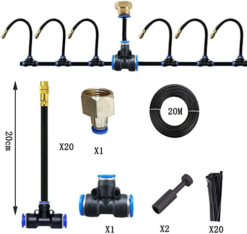 Outdoor Misting Cooling System Kit with Flexible Adjustable Nozzles & Flexible Misting Line & Filter, Patio Misters Mister System Drip Irrigation System for Outside Patio(Size:20m Tube+ 20 nozzles,) - Image 3