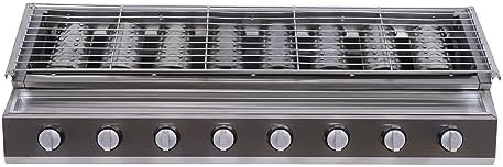 8-Burner Commercial Gas Grill Stainless Steel LPG Propane BBQ with Adjustable Height and 8 Independent Switches, Professional Smokeless Barbecues Griddle for Outdoor Camping Picnics Restaurants - Image 2