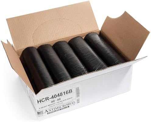 Aluf Plastics High Density Trash Bags, 45 Gallon, 1000 Count, 16 Micron (eq), 40" x 48", Black, for Bathroom, Office, Industrial, Commercial, Janitorial, Municipal, Recycling - Image 2