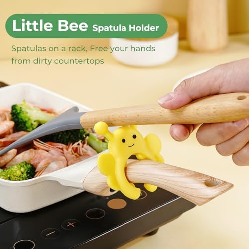 Bee Spoon Holder Cute Spoon Rest for Stove Top, Steam Releaser & Lid Lifter – Heat Resistant Silicone Cooking Gadget, Fun Kitchen Accessories, Unique Cooking Gift - Image 2