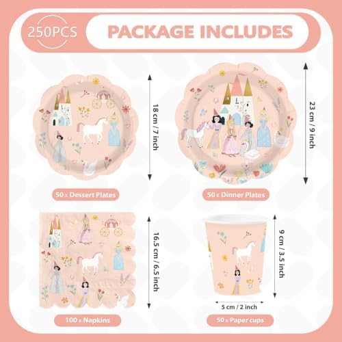 250Pcs Princess Birthday Party Decorations for Girls' Princess Serves 50 - Image 2