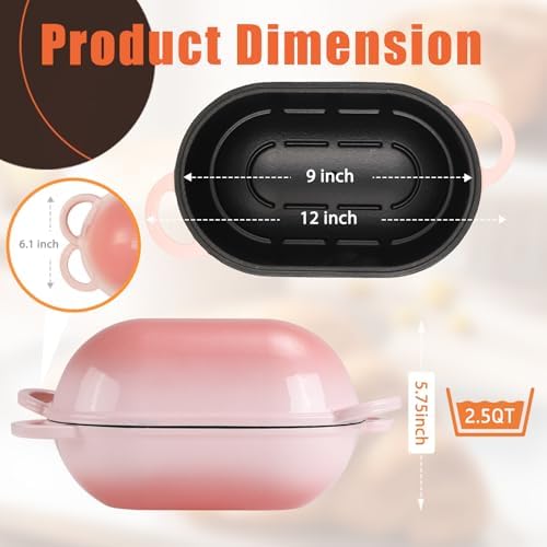 2.5 QT Enameled Cast Iron Sourdough Bread Oven, Loaf Pan with Lid - Image 3
