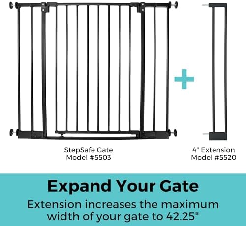 Toddleroo StepSafe Auto-Close Baby Gate 2-Bar Extension; 4" Wide, Black - Image 3