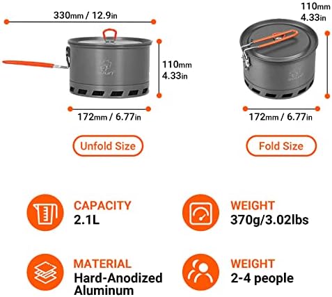 Bulin Camping Pot,2.1L High Efficiency Backpacking Camping Cooking Set - Image 2