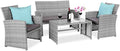 Best Choice Products 4-Piece Outdoor Wicker Patio Conversation Furniture Set for Backyard w/Coffee Table, Seat Cushions - Gray/Gray by BestChoiceProducts