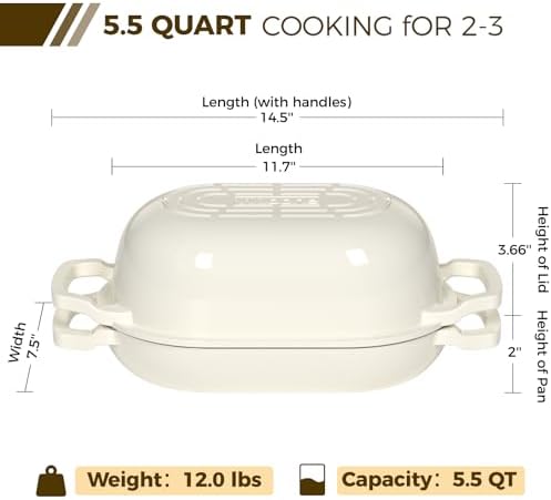 Wildone Enameled Cast Iron Dutch Oven Pot with Lid, Oval Bread Oven - Image 2