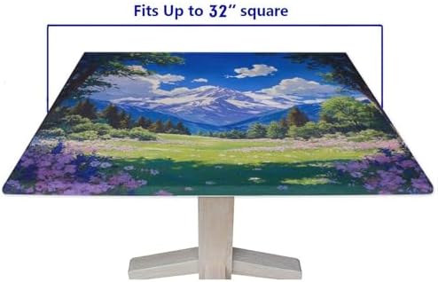 Elastic Outdoor Tablecloth, Mountain Majesty Pattern Printed on Stain Resistant Patio Table Covers, Use for Kitchen Balcony Cafe Dining, Fit for 32" x 32" Square Tables - Image 5