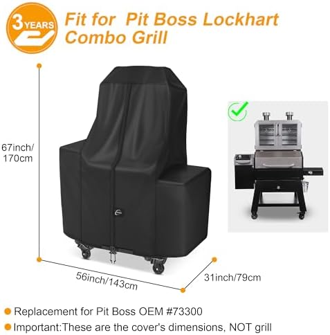Kipiea 600D Heavy Duty Pellet Grill Cover for Pit Boss Lockhart, Waterproof Wood Pellet Smoker Cover with Windproof Buckles, UV Resistant, No Tear, No Fading - Image 2