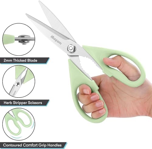 iBayam 8.7" Heavy Duty Kitchen Scissors All Purpose 2-Pack –Pistachio/Blue - Image 4