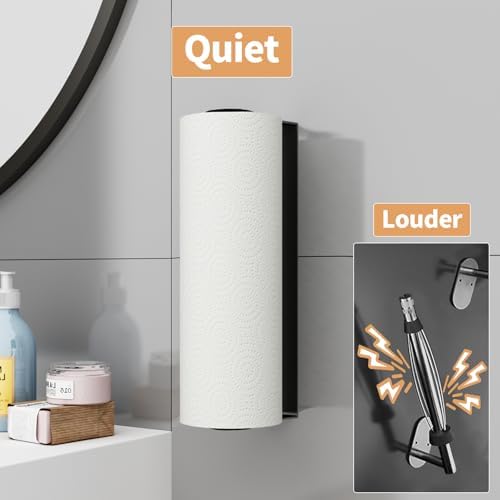 Paper Towel Holder Under Cabinet, Wall Mount, Adhesive or Drilling, Black - Image 4