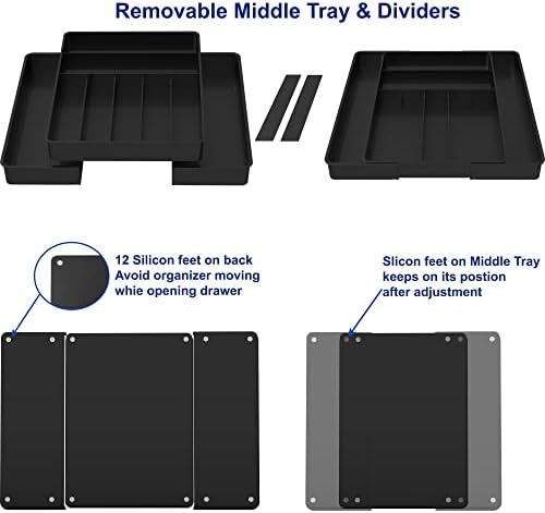 Simple Houseware Expandable Kitchen Drawer Flatware Organizer, Black - Image 4