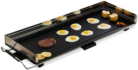 AEWHALE 35" Large Electric Griddle,Extra Wide Teppanyaki Grill with Detachable stainless Steel Baffle for Pancake Barbecue by AEWHALE