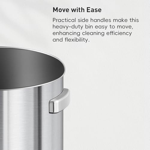 EKO 32-Gallon Round Stainless Steel Open Top Trash Can, Large Commercial Waste Bin with Detachable Lid and Carrying Handle, Brushed Metal Garbage Bin for Home, Office, Restaurant, Restroom - Image 5