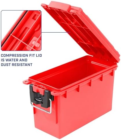 Sheffield 12636 Ammo Storage Box, Stackable .30 Cal Field Boxes, Water and Dust Resistant, Lockable Storage Box with Handle, Secures Hunting Gear, Supplies, and Bullets, Made in USA, Red, (Pack of 6) - Image 4