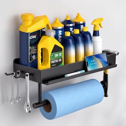 niffgaff Garage Paper Towel Holder with Shelf, Wall Mount | Black by niffgaff