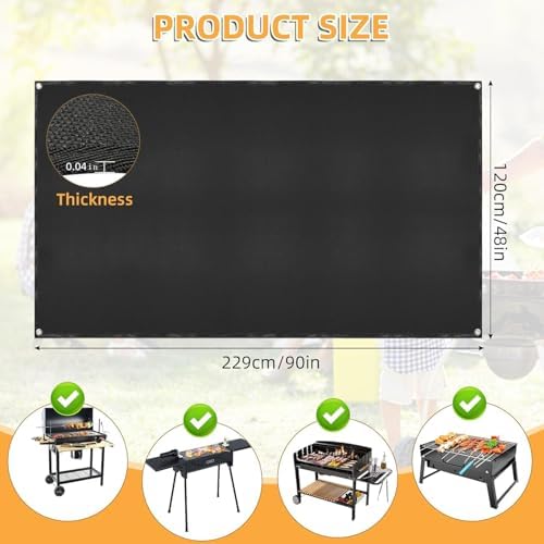 Under Grill Mat for Outdoor Grilling, 90 x 48 inches Double-Sided Fireproof Waterproof BBQ Protector for Deck and Patio Under Grill Mat for Outdoor BBQ - Image 2