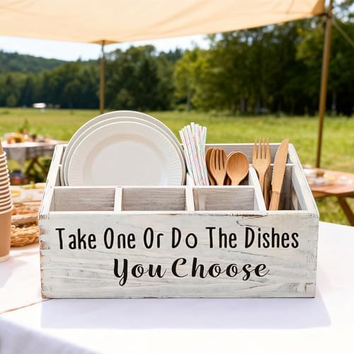 Paper Plate Organizer Cutlery Holder for Party Paper Plate Caddy Silverware Holder Utensil Holder Caddy Plate Dispenser with Handles for Cups, Forks, Spoons, Napkins - Image 2