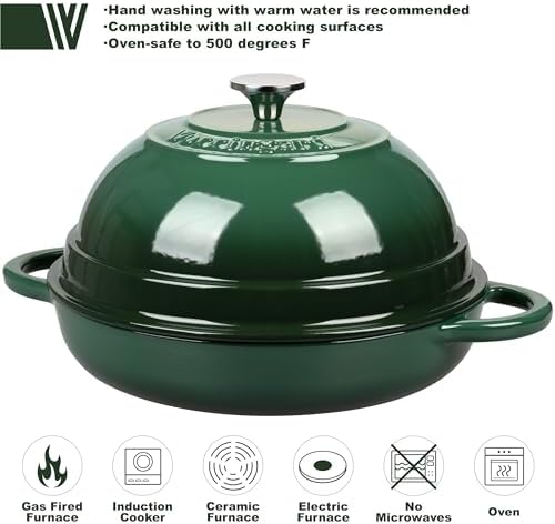 VORRINGARD Cast Iron Enameled Dutch Oven Pot with Lid for Bread Baking, Bread Oven, 6 Quart, Dark Green - Image 3