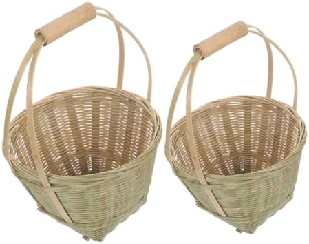 BESPORTBLE 4pcs Woven Storage Basket Handle Picnic Fruit Collection Baskets Rustic Home Decor for Outdoor Activities and Kitchen Organization - Image 3