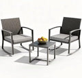 Rocking Patio Bistro Sets - All-Weather - 3 Piece Rattan Conversation Furniture Set, Wicker Outdoor Front Porch Chair for Balcony, Porch, Garden, Backyard, Poolside,Gray by Unknown