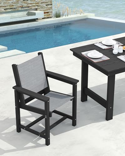 SERWALL 5 Pcs HDPE Patio Dining Set, HDPE Dining Set for 4, Black - Image 5