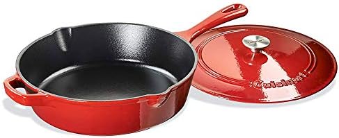 Cuisinart Chef's Classic Enameled Cast Iron Dutch Oven with Lid, Porcelain Enameled Interior, Oven Safe, Induction Compatible, 12-Inch, Chicken Fryer, Red Gradient - Image 2
