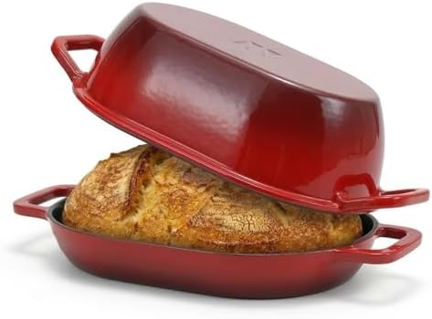 Northriver Casting Enameled Cast Iron Oval Dutch Oven for Bread Baking，12"x8" Bread Pot with Lid，Ideal for Sourdough, Artisan Loaves & Family Meals，5 Qt by NorthriverCasting