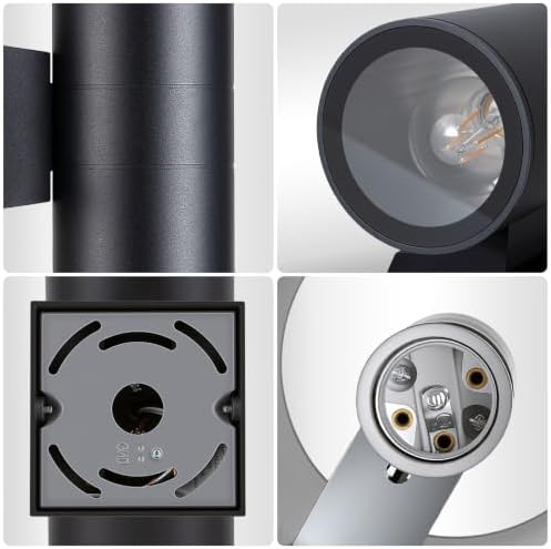 DAKAFUL Outdoor Wall Lights 2-Pack, Modern Cylinder Up and Down Light Fits Standard E26 Bulbs, Waterproof Exterior Wall Sconce for Porch Patio Door, Matte Black - Image 6