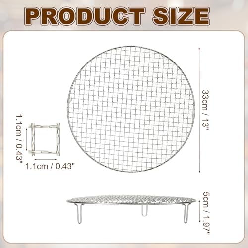 uxcell 13 Inch Round Cooking Rack, Stainless Steel Canning Racks with Legs, Barbecue Mesh Grill for Baking Cooling Steaming Cookware - Image 2