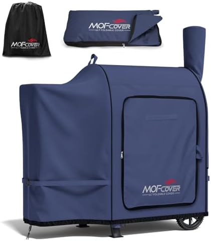 Foldable Grill Cover for Traeger Pro 22/575 Series, Waterproof 600D Heavy Duty Wood Pellet Smoker Cover, Fade＆Tear Resistant Pellet Grill Cover for Pro 20 Lil’ Tex Elite 22,Blue by Unknown