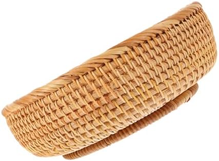 Rattan Woven Storage Basket, Vintage Khaki Fruit Snack Organizer by VILLCASE