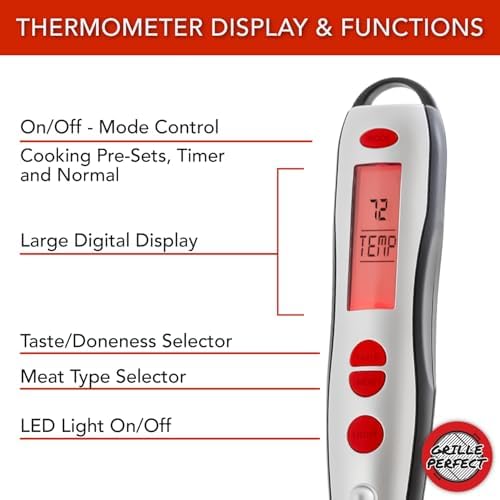 Digital Meat Thermometer Fork for Grilling and BBQ Fast Read Electronic Probes with Ready Alarm Quick Accurate Barbecue Temperature for Steak Chicken Hot Grilled Food - Image 6