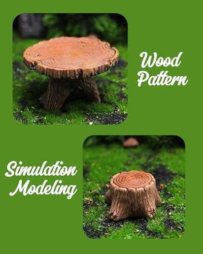 Miniature Garden Furniture Resin Table Chairs Figurines, Fairy Garden Accessories Furniture Outdoor Stumps Ornaments Kit, Micro Landscape Garden Ornament for Outdoor Indoor Landscape Decor - Image 5