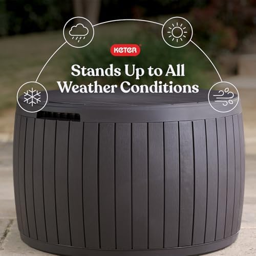Keter Circa Outdoor Storage Deck Box, 37 Gallon, Brown - Image 3