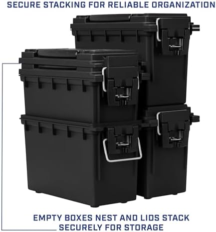 Sheffield Ammo Box Made in USA, Stackable Lockable Ammo Storage Box, Black - Image 6