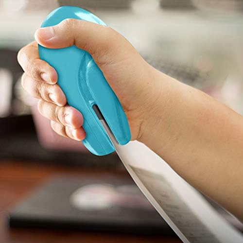 Plus Paper Clinch Compact Staple-Free Stapler, Blue Turquoise - Image 3