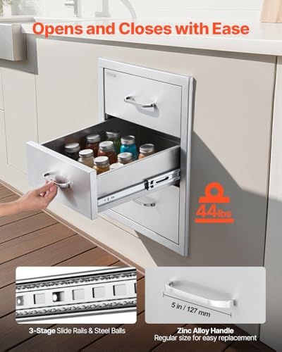 VEVOR Outdoor Kitchen Drawers 18.11"W x 23.23"H x 23.23"D Stainless Steel - Image 6
