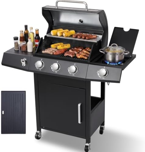 3-Burner Propane Gas BBQ Grill with Side Burner, Black by LabolataOutdoorGrills