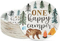 BLUE PANDA 80-Pack One Happy Camper Paper Plates - 9-Inch White Disposable Plates - Forest Bear & Campfire Design - Camping Theme Party & Baby Shower by BluePanda