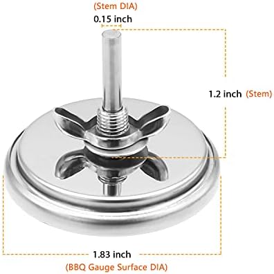 1.8 Inch Grill Temperature Gauge for CharBroil Grill Thermometer Replacement G432-8L00-W1 Charbroil Advantage Tru-Infrared Performance Grill 463377319 463630021 463448021, Stainless Steel Temp Gauge - Image 3
