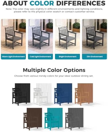 Ciokea HDPE Outdoor Dining Set of 4, Patio Table and Chairs Sets, Grey - Image 6